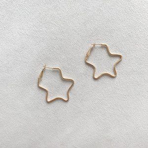 Medium Golden Star Hoop Earrings